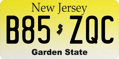 NJ license plate B85ZQC