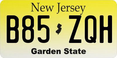 NJ license plate B85ZQH