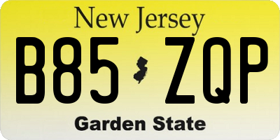 NJ license plate B85ZQP