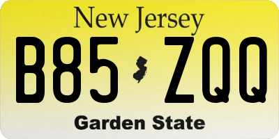 NJ license plate B85ZQQ