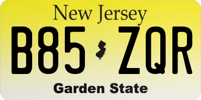 NJ license plate B85ZQR