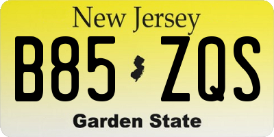 NJ license plate B85ZQS