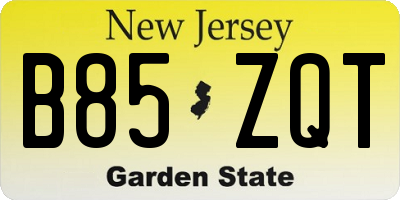 NJ license plate B85ZQT