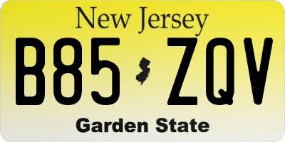 NJ license plate B85ZQV