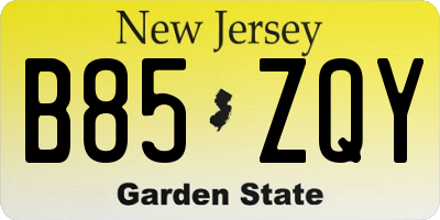 NJ license plate B85ZQY