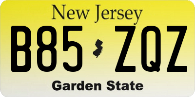 NJ license plate B85ZQZ