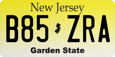 NJ license plate B85ZRA