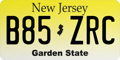 NJ license plate B85ZRC
