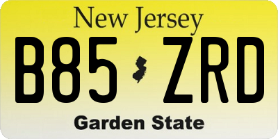 NJ license plate B85ZRD