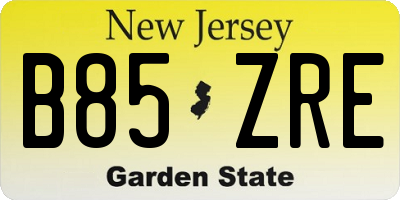 NJ license plate B85ZRE