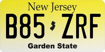 NJ license plate B85ZRF
