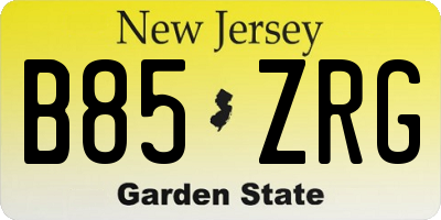 NJ license plate B85ZRG