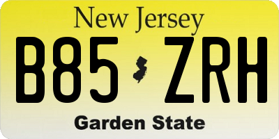 NJ license plate B85ZRH
