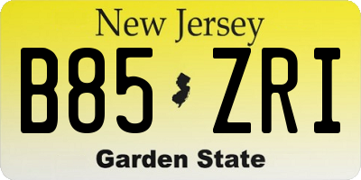 NJ license plate B85ZRI