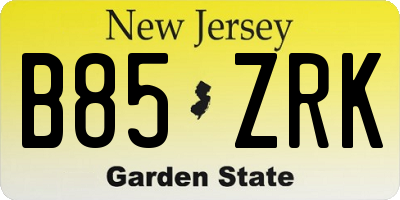 NJ license plate B85ZRK
