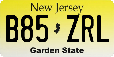 NJ license plate B85ZRL