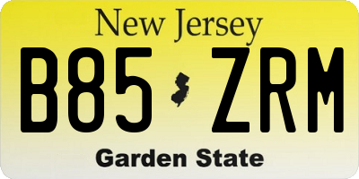 NJ license plate B85ZRM
