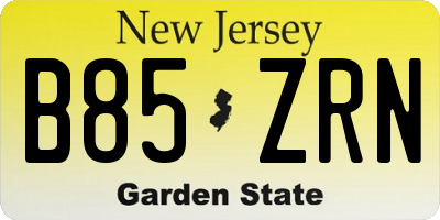 NJ license plate B85ZRN