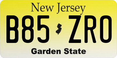 NJ license plate B85ZRO