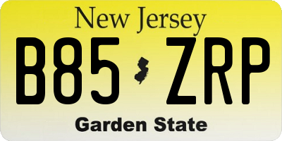 NJ license plate B85ZRP