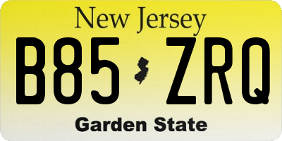 NJ license plate B85ZRQ