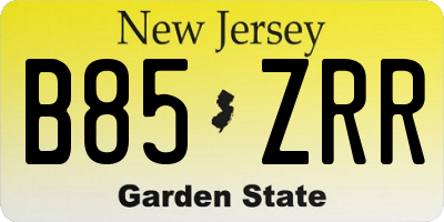 NJ license plate B85ZRR