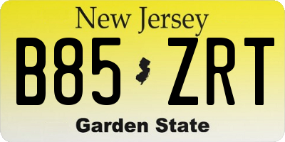 NJ license plate B85ZRT