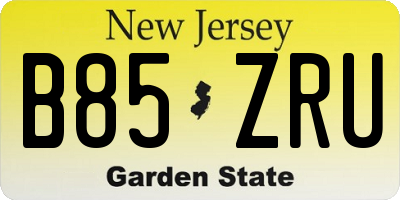 NJ license plate B85ZRU