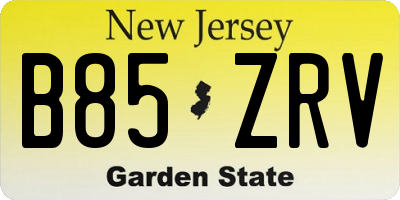 NJ license plate B85ZRV