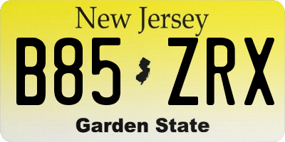 NJ license plate B85ZRX