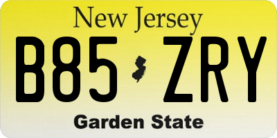 NJ license plate B85ZRY