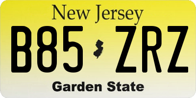 NJ license plate B85ZRZ