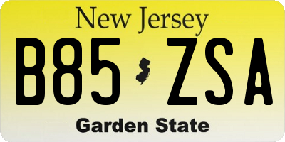 NJ license plate B85ZSA