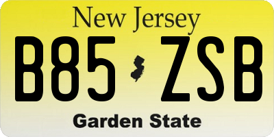 NJ license plate B85ZSB
