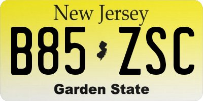 NJ license plate B85ZSC
