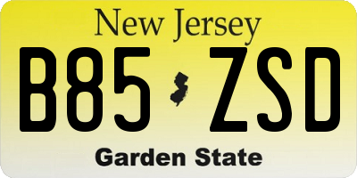 NJ license plate B85ZSD