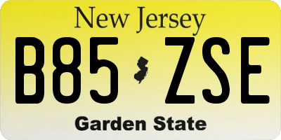 NJ license plate B85ZSE