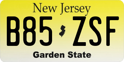 NJ license plate B85ZSF