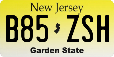 NJ license plate B85ZSH