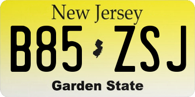 NJ license plate B85ZSJ