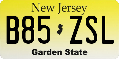 NJ license plate B85ZSL
