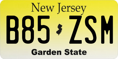 NJ license plate B85ZSM