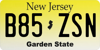 NJ license plate B85ZSN