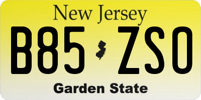 NJ license plate B85ZSO