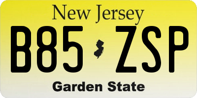 NJ license plate B85ZSP