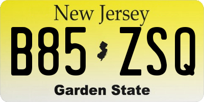 NJ license plate B85ZSQ