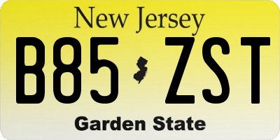 NJ license plate B85ZST