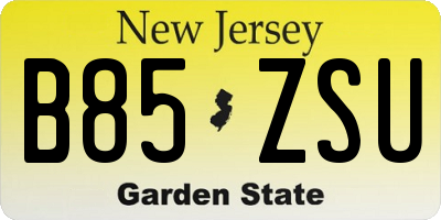 NJ license plate B85ZSU