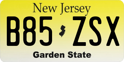 NJ license plate B85ZSX