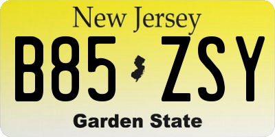 NJ license plate B85ZSY